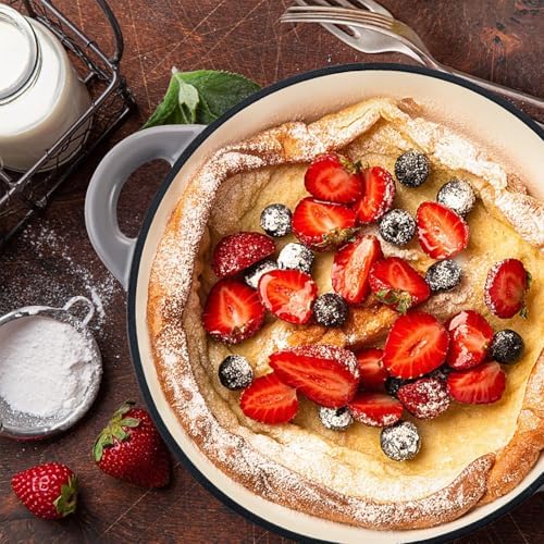 Miereirl 6 Quart Enameled Dutch Oven Pot with Lid, Cast Iron Dutch Oven with Dual Handles for Bread Baking, Cooking, Non-stick Enamel Coated Cookware, Grey - Image 4
