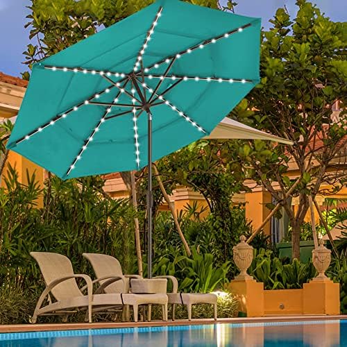 EliteShade USA 10-Year-Non-Fading 9ft 3-Tier Market Patio Umbrella, Commercial Table Umbrella with 80 Solar LED Lights, Crank Open, Windproof & UPF 50+ UV Protection for Garden, Deck, Pool, Backyard, Teal - Image 4