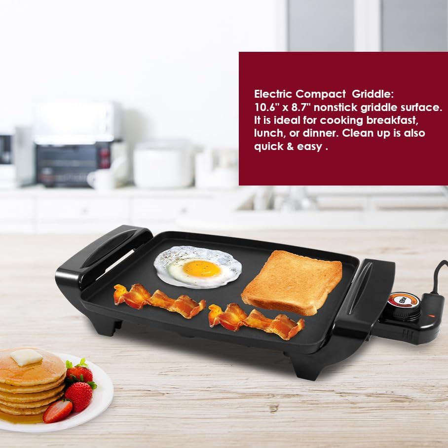 Elite Gourmet EGR-2722B Electric Griddle, Cool-Touch, 10.5"x8.5" Black - Image 3