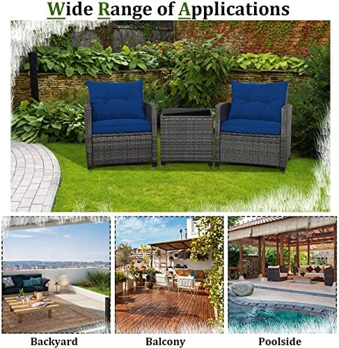RELAX4LIFE Wicker Patio Furniture Sets - 3 Pieces Patio Rattan Sofa Set - Image 7
