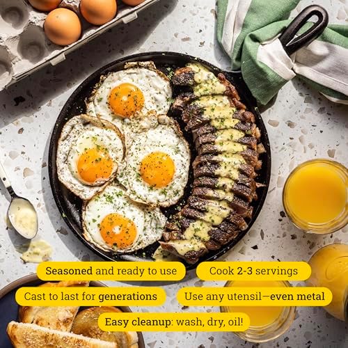 Lodge Round Seasoned Cast Iron Griddle, PFAS-Free, 10.5 Inches - Image 2