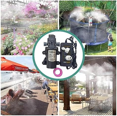 Outdoor Misting Cooling System Kit with 12v Pump,Mister System for Outside Patio with Brass Sprayers,Garden Cooling System DIY Micro Drip Irrigation System(Color:Nero,Size:15m/49.2ft) - Image 7