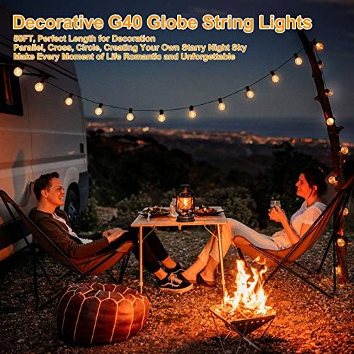 100ft 2-Pack Outdoor String Lights, G40 LED Globe Waterproof Patio Lights - Image 6