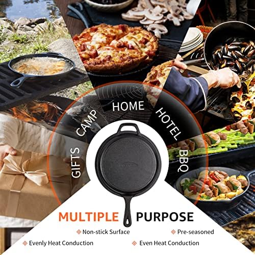 Overmont 3.2qt Cast Iron Skillets + 5qt Dutch Oven Bundle - Image 7
