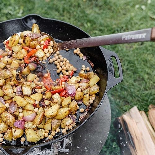 Petromax Cast Iron Fire Skillet for Kitchen or Camping, Pre-Seasoned Cookware for Campfire or Home Oven and Stove, Conducts Heat Evenly, Side Handles, 21" - Image 2