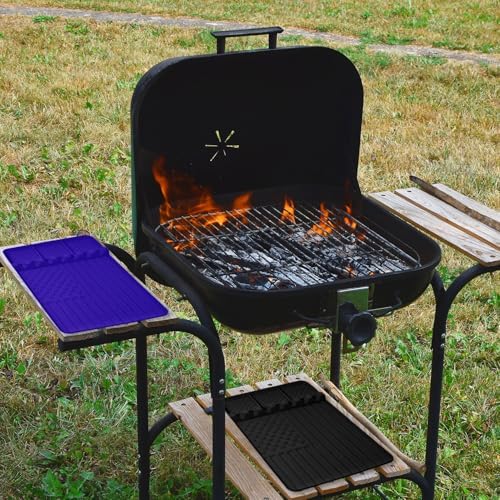 2 PCS Silicone Griddle Tools Mat for Blackstone,Grill BBQ Caddy Utensils Holder for Kitchen,Cooking & Countertop,Large Spatula Mat with Drip Pad,Griddle Accessories for Blackstone (Black 2pcs) - Image 3