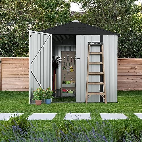 Devoko 8x6 FT Outdoor Storage Shed, White - Image 2