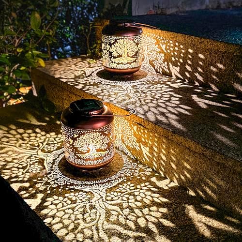Tree of Life Solar Lanterns Outdoor Waterproof Hanging Solar Lights Big Tree Gifts for Women Men Metal Decorative LED Lanterns for Yard, Patio, Lawn, Tabletop, Pathway, Landscape, Garden Decor - Image 5