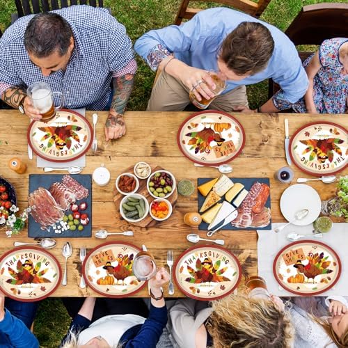 Qyeahkj 50 PCS Thanksgiving Oval Paper Plates Large 11” Disposable Turkey Party Decorations Fall Autumn Supplies Favor for Harvest Dinner Home Kitchen Serving Dish Party Tableware Set - Image 5