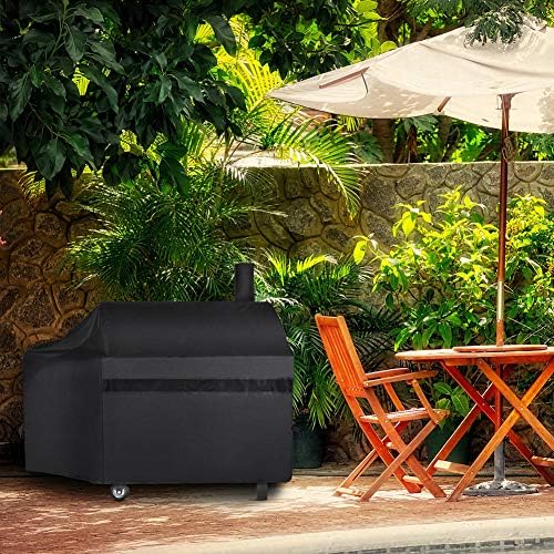 NEXCOVER Offset Smoker Cover - 60 Inch Waterproof Charcoal Grill Cover, Outdoor Heavy Duty BBQ Cover, Rip Resistant Smokestack Barbecue Cover for Brinkmann Char-Broil Weber Nexgrill, Black. - Image 7