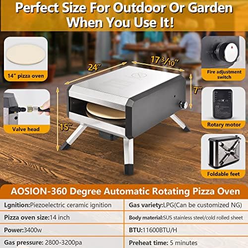 AOSION Pizza Oven Outdoor, 14 Inch Multi-Fuel Rotatable Pizza Ovens,Portable Stainless Steel Pellet Gas Pizza Oven for Outside Backyard Camping. - Image 5
