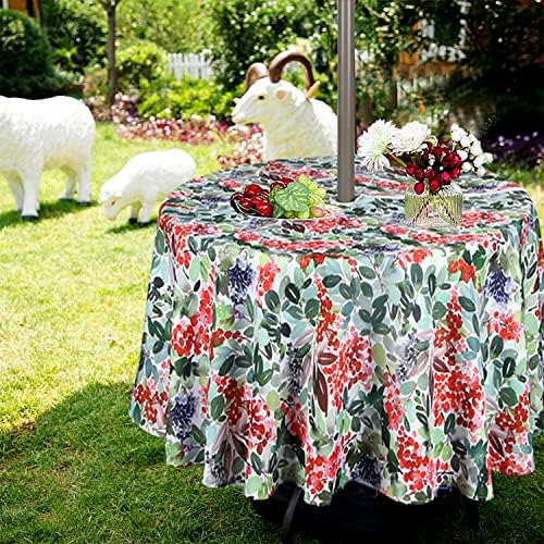 EHouseHome Outdoor Indoor 60inch Round Tablecloth with Umbrella Hole and Zipper, Waterproof Zippered Patio Table Cloths, Spring/Summer Table Covers for Backyard Circular Table/BBQs/Picnic - Image 2