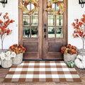 Homydecor Buffalo Plaid Outdoor Rugs, 28'' x 43'' Coffe and White Checkered Area Rug, Layering Rug for Hello/Welcome Door Mat, Washable Cotton Woven Farmhouse Mat for Front Porch Décor by Homydecor