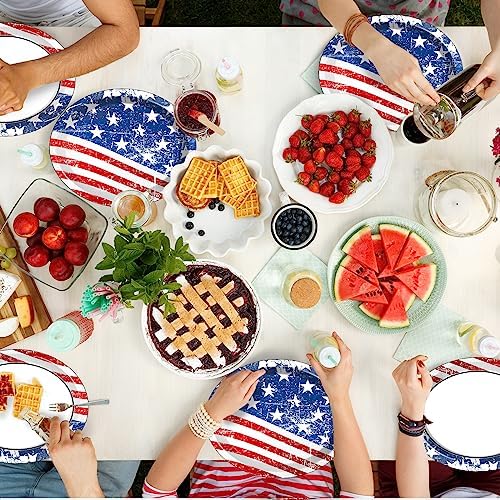 50 PCS Patriotic Oval Paper Plates Large 11’’ Disposable American Flag Party Decorations 4th of July Independence Day Supplies Favor for Memorial Day Picnic All Occasion Dinner Party Tableware Set - Image 6