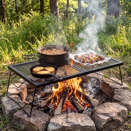 REDCAMP Large Folding Campfire Grill, 36" Portable Heavy Duty Steel Grate, Fire Pit Grill Grate with Legs Carrying Bag for Outdoor Camping Cooking BBQ - Image 2