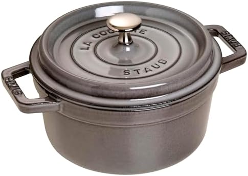 Staub La Cocotte Round 40509-304 Pico Cocotte Round Gray 7.9 inches (20 cm) Two-Handed Cast Enameled Pot, Waterless Cooking, Induction Compatible, For Up to 30 Days of Trial by Unknown