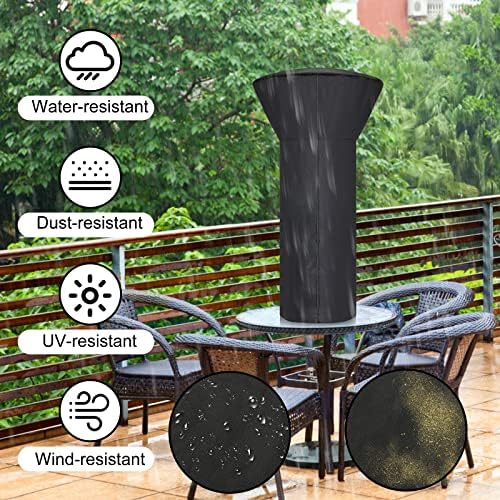Patio Tabletop Heater Covers with Zipper and Storage Bag,Waterproof,Dustproof,Wind-Resistant,Sunlight-Resistant,Snow-Resistant,Black,38'' Height x 24" Dome x 14.5" Base - Image 4