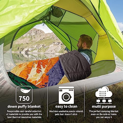 Outdoor Puffy Camping Blanket, Large Outdoor Blanket Waterproof, 55*79'' - Image 6