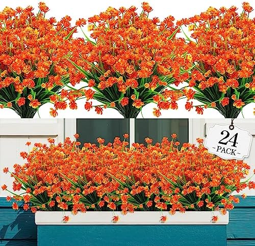 AGIRL Artificial Fall Flowers Outdoor,UV Resistant Fake Mums Porch Decor by AGIRL