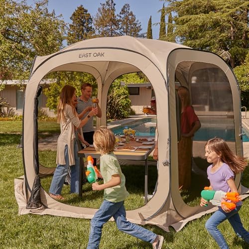 East Oak Screen House Tent Pop-Up, Portable Screen Room Canopy Instant Screen Tent 12 x 12 FT with Carry Bag for Patio, Backyard, Deck & Outdoor Activities, Brown - Image 5
