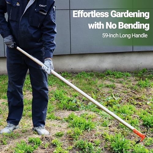 59 Inch One-Piece Handle 2-in-1 Garden Hoe and Weed Puller Tool - Image 5