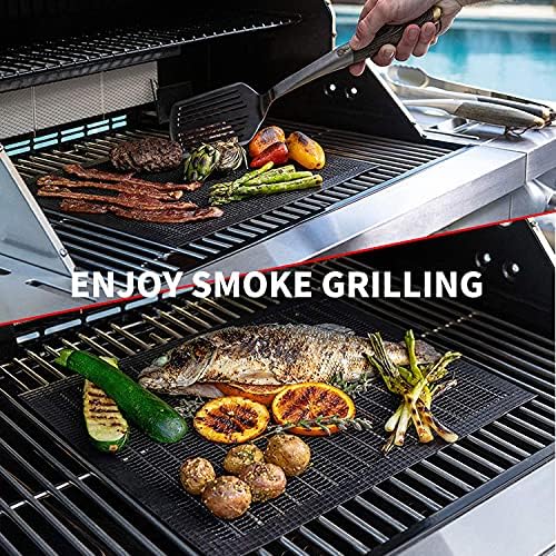 Grill Mesh Mat Set of 3 - Heavy Duty BBQ Non-stick Cooking Sheet Liners Reusable Teflon Barbecue Grilling Net for Outdoor Smoker, Pellet, Gas, Charcoal Grills - 11.8x13.8 (Pack of 2) - Image 4