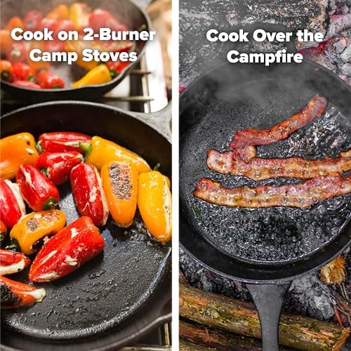 Coghlan's Cast Iron Skillet – 12-Inch Pre-Seasoned Frying Pan with Dual Pour Spouts & Helper Handle for Campfire Cooking, Stove, Grill, or Oven – Durable Outdoor Cookware - Image 3