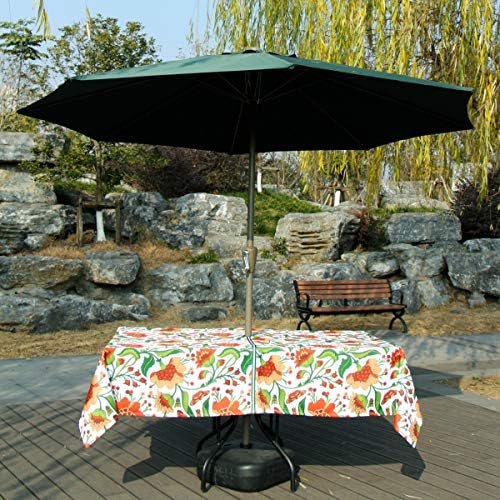 EHouseHome Outdoor Indoor 60x84 inch Rectangle Tablecloth with Umbrella Hole and Zipper, Waterproof Zippered Patio Cloths, Spring/Summer Table Covers for Backyard Circular Table/BBQs/Picnic - Image 2