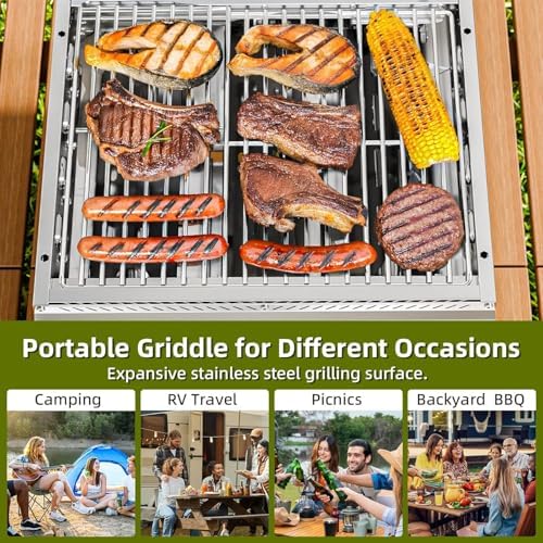 Electactic 3-Burner Stainless Steel 2-in-1 Tabletop Grill and Griddle Combo, 24,000 BTU Portable Flat Top Propane Gas Grill for Commercial BBQ, Outdoor Cooking, Camping, Tailgates & Backyard - Image 7