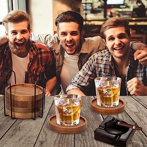 Wooden Coaster Set of 6 Coffee Table Decor Bar Cup Drink Coasters Holder - Image 6
