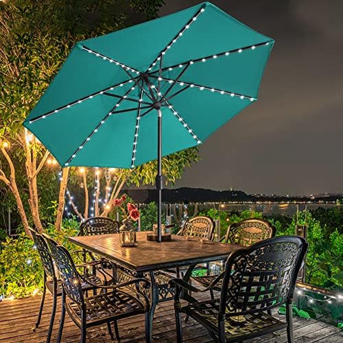 EliteShade USA 10-Year-Non-Fading 9ft Market Patio Umbrella, Commercial Grade Table Sun Umbrella with 80 Solar LED Lights, Crank Open, Windproof & UPF 50+ UV Protection for Garden, Deck, Pool, Backyard, Teal - Image 4