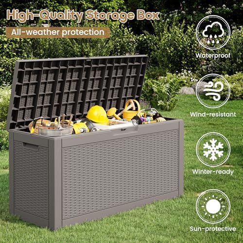 KAMABOKO 75 Gallon Outdoor Storage Box Waterproof Deck Box for Patio - Image 3