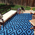 SAND MINE Reversible Mats, Plastic Straw Rug, Modern Area Rug, Large Floor Mat and Rug for Outdoors, RV, Patio, Backyard, Deck, Picnic, Beach, Trailer, Camping, Blue, 9' x 12' by SANDMIND