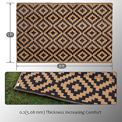 SAND MINE Reversible Mats, Plastic Straw Rug, Modern Area Rug, Large Floor Mat and Rug for Outdoors, RV, Patio, Backyard, Deck, Picnic, Beach, Trailer, Camping, Black & Brown, 5' x 8' - Image 2