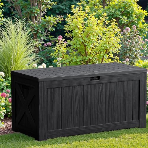 JUMMICO 120 Gallon Resin Deck Box, Large Outdoor Storage Box Waterproof - Image 7