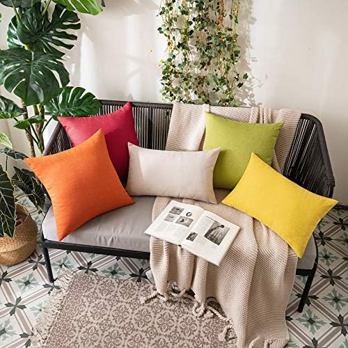 MIULEE Decorative Outdoor Pillow Covers Lumbar Waterproof 12x20 Yellow - Image 5