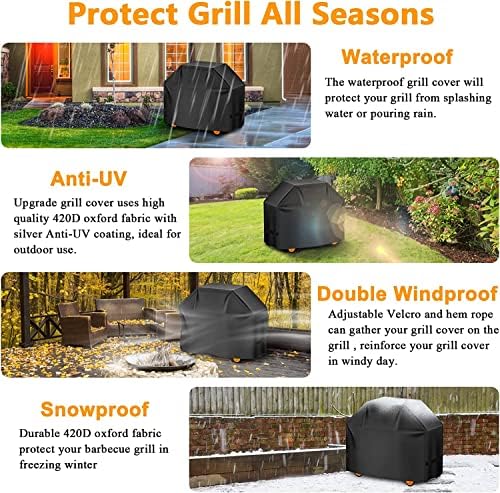Aoretic Grill Cover, 55 inch BBQ Gas Grill Cover for Outdoor Grill, Charbroil Grill Cover Barbecue Waterproof, Anti-UV for Weber Char-Broil Monument, Dyna-glo Nexgrill Spun Polyester - Image 6