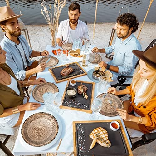 Wiooffen 48pcs Rustic Wooden Tree Party Supplies 9" Paper Plates Set Lumberjack Theme Tableware Pack Camping Hunting Party Dessert Plates Rustic Wooden Birthday Holidays Decorations - Image 5