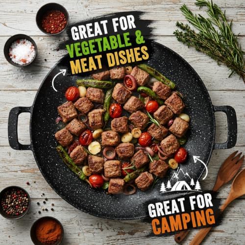 Large Discada Bbq Cooking Disc Disco Cooker Comal Mexican Frying Skillet Cowboy Wok Comal Pan Disk Bowl Grill Plate Non Stick Nonstick for Camping Picnic Indoor Outdoor Round Stove Top - Image 6