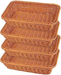 4 PCS 12 Inch Wicker Bread Basket, Woven Serving Basket, Tabletop Food Serving Basket for Restaurant, Bakery, Family Party, Hotel Serving, Fruits, Vegetables and Snacks, Brown, by GNIEMCKIN by GNIEMCKIN