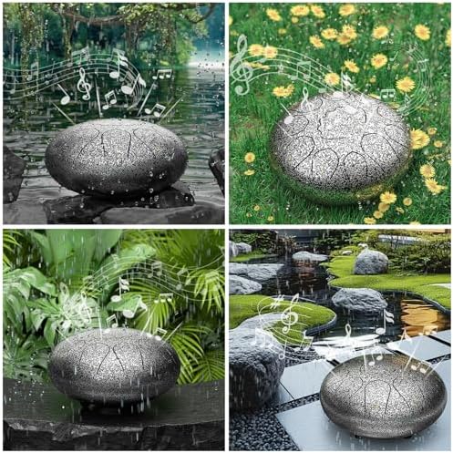 Rain Drum for Outside Garden, 8 Inches 11 Notes Steel Tongue Drum, Waterproof Meditation Rain Chime, Musical Instruments for Adult Gift with Bag, Music Book, Mallets (Star Sliver) - Image 6