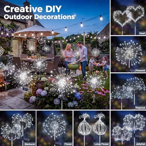 btfarm 1 Pack Solar Garden Lights Outdoor, 8 Modes Firework Lights Outside - Image 4