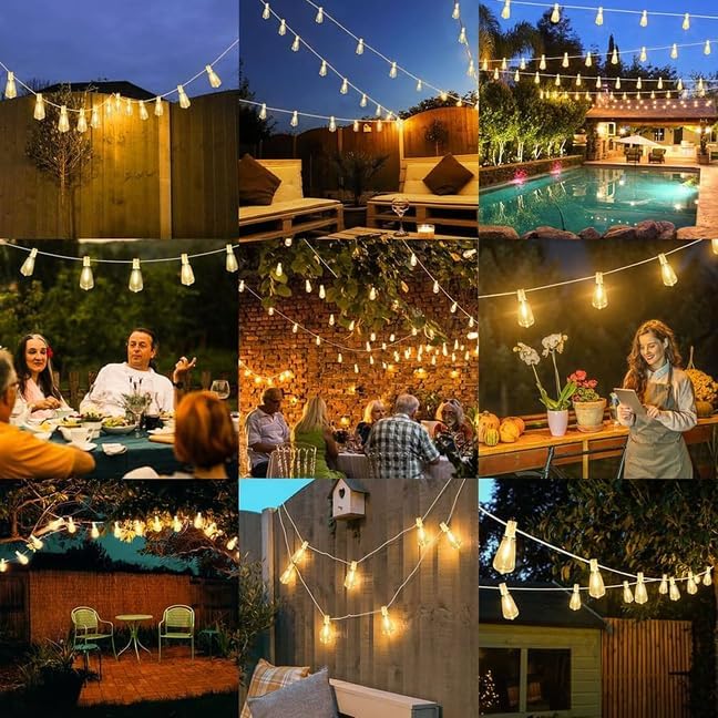 Brightever 50FT LED String Lights 27 Bulbs Outdoor Waterproof Dimmable - Image 7