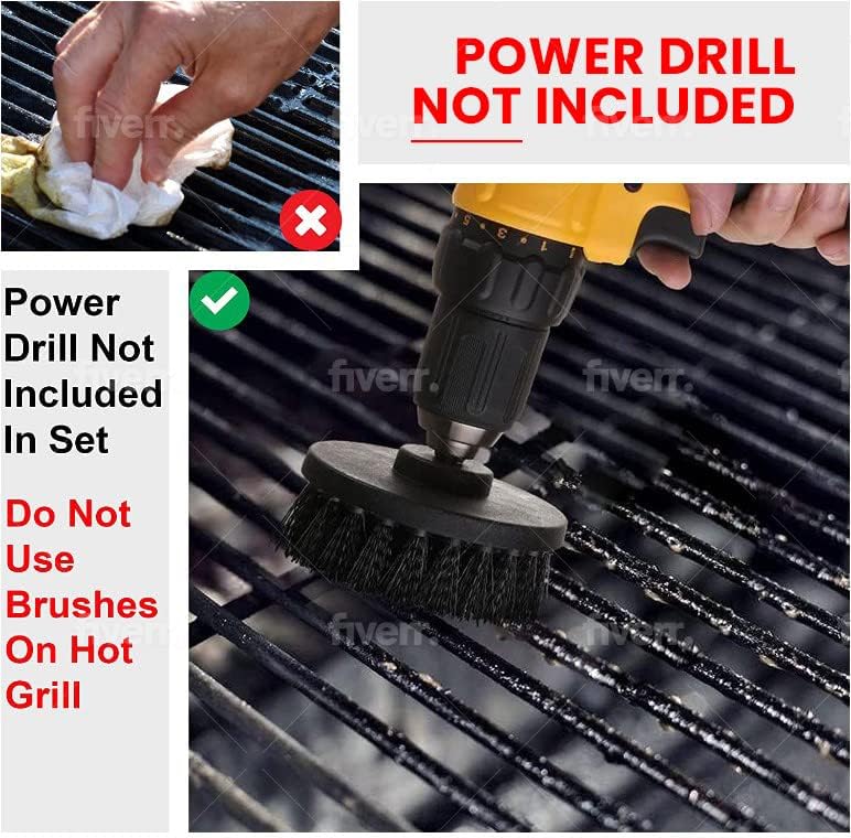 Power Grill Brush - Grill Brush 5 Piece BBQ Cleaning Kit - Nylon Safe Bristle, Wire Free, Safe for All Grates Stainless Steel, Porcelain, Charcoal Smoker Grill Cleaner Scraper, Accessories Outdoor - Image 4