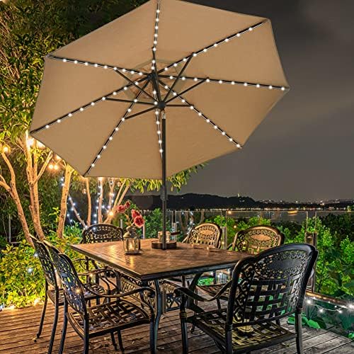 EliteShade USA 10-Year-Non-Fading 9ft Market Patio Umbrella, Commercial Grade Table Sun Umbrella with 80 Solar LED Lights, Crank Open, Windproof & UPF 50+ UV Protection for Garden, Deck, Pool, Backyard, Heather Beige - Image 4