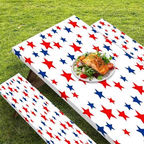 CAPSCEOLL Fitted Picnic Table Cover with Bench Covers 6ft - Stars - Image 5