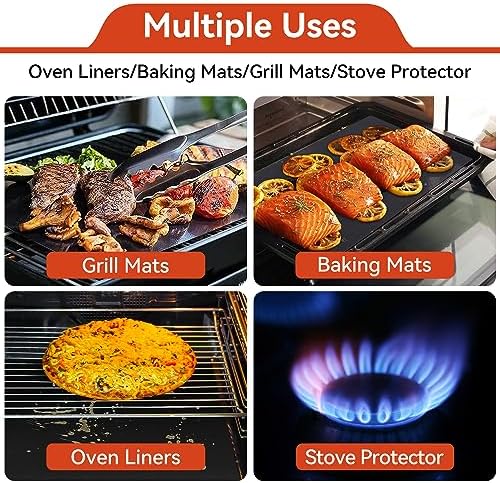 4Pack Oven Liners for Bottom of Electric Gas Oven, 23.6"x 15.7" Thick Heavy Duty Nonstick Teflon Oven Mat, Heat Resistant Grill Baking Mats Outdoor Easy to Clean Gas Stove Liners, BPA & PFOA Free - Image 4