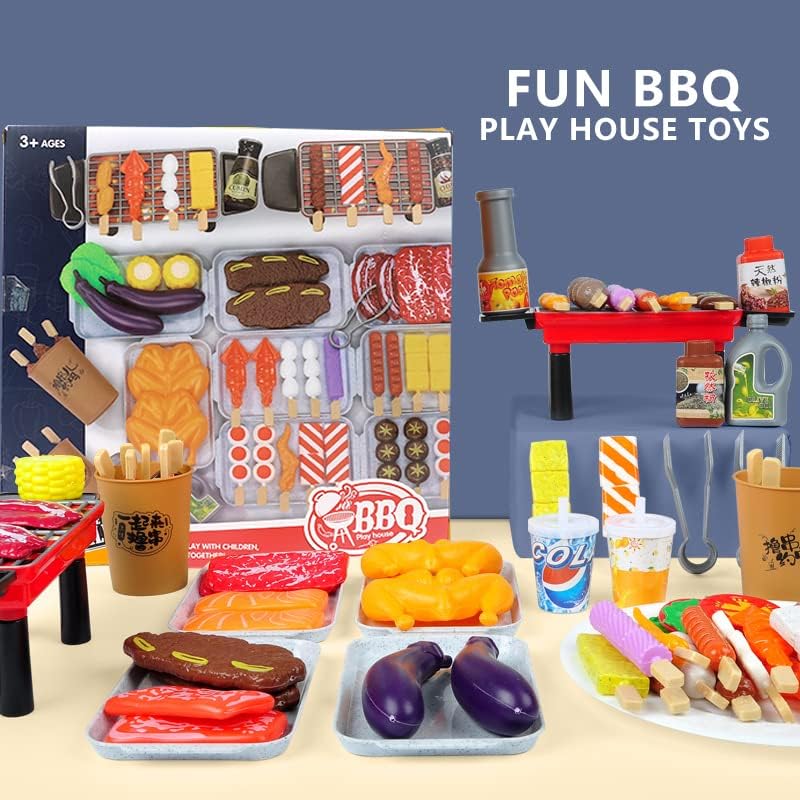 80-Piece Interactive BBQ Grill Playset Toy - Realistic Pretend Cooking Set with Grill Tools & Food Accessories for Kids Ages 3-8, BPA-Free Learning Toys for Boys Girls Toddlers - Image 4