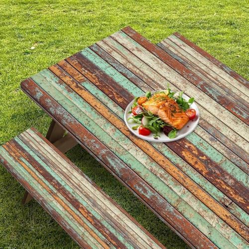 CAPSCEOLL Fitted Picnic Table Cover with Bench Covers 5ft - Wood - Image 5