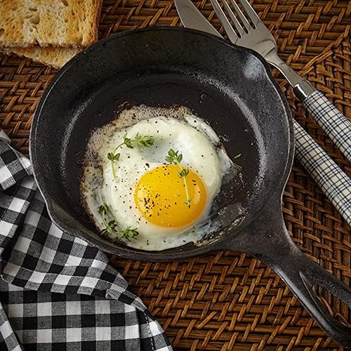 6 Inch Cast Iron Skillet, Frying Pan with Drip-Spouts, Pre-seasoned Oven Safe Cookware, Camping Indoor and Outdoor Cooking, Grill Safe, Restaurant Chef Quality - Image 4